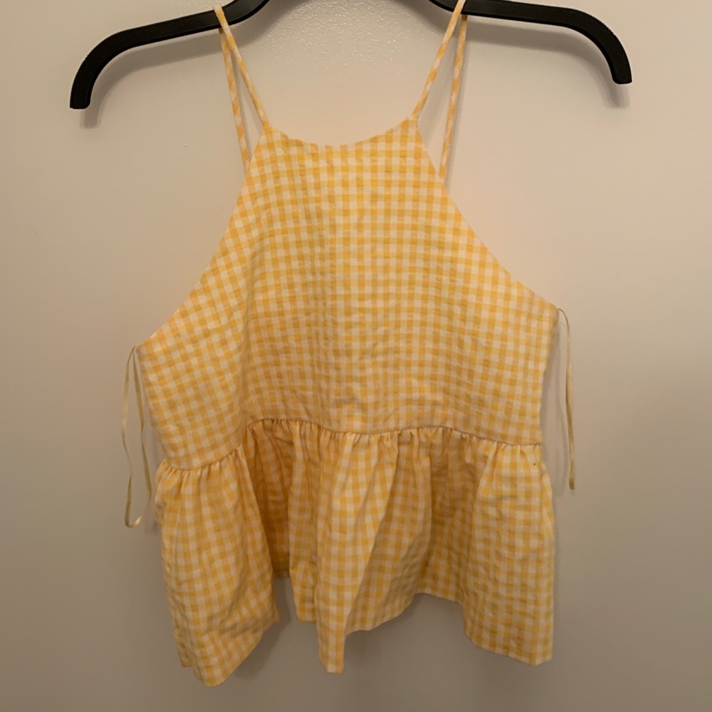 Zara USA Yellow and White Gingham Tank